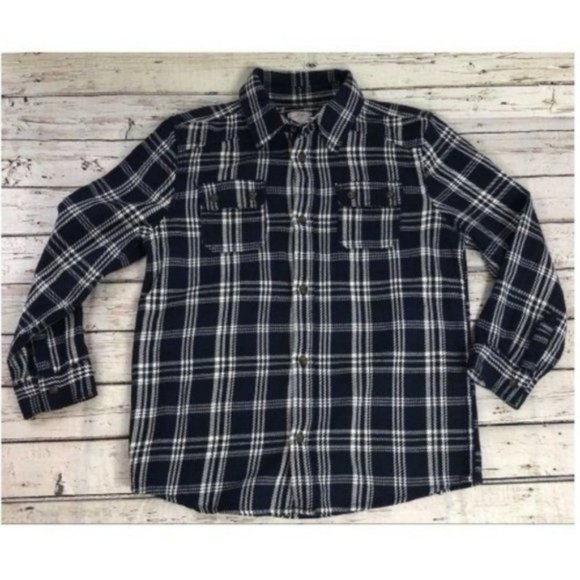 Joe Fresh Kids Button Down Long Sleeve Navy Plaid - Picture 1 of 5